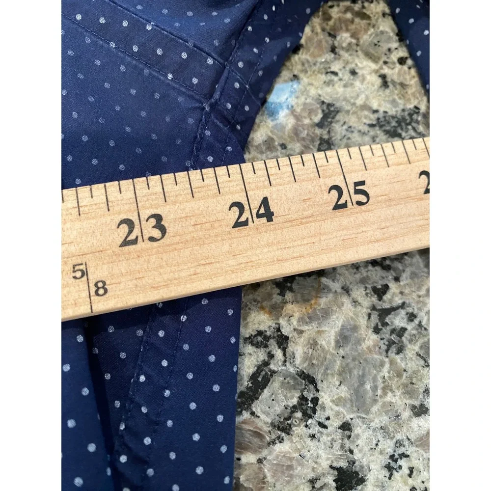 Brooks Brothers Red Fleece Mens XL Navy Blue Polka Dot Stretch Button Down Shirt